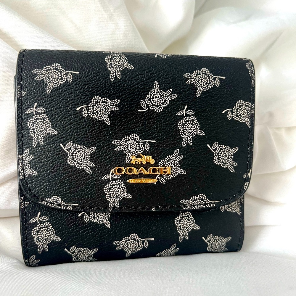 Coach black and white flower wallet